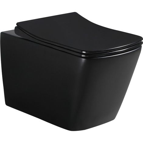Swiss Aqua Technologies Mattschwarzes Infinitio Wand-WC ohne Rand, Design, unsichtbare Befestigungen + Softclose-Sitz (SquareBlackInfinitio) (1/5)