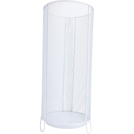 Round Umbrella Stand Rack Freestanding Umbrella Holder Bin Canes Walking Sticks Holder for Entryway Home Office Hotel B White