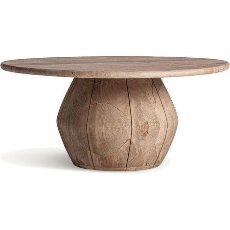Table basse ronde bois massif clair JACQUARD 90cm – Design estudihac (1/3)