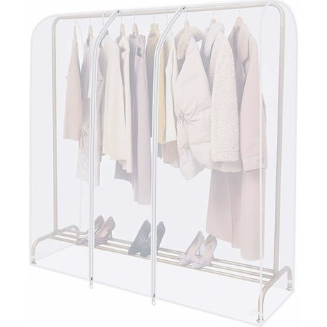 Housse transparente pour tringle à vêtements avec fermeture éclair solide et poche à documents housse penderie ,Portant Non Inclus (1/4)