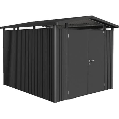 Casetta da Giardino in Metallo PANORAMA 4 con Porta a Due Battenti Biohort Grigio Quarzo Metal (1/5)