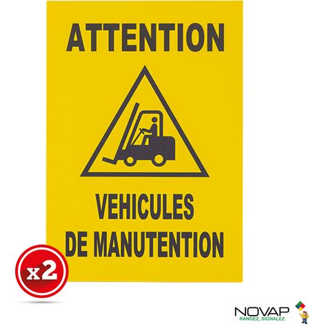 Lot de 2 plaques modulable jaune - Attention véhicules de manutention - 4280356 (1/4)