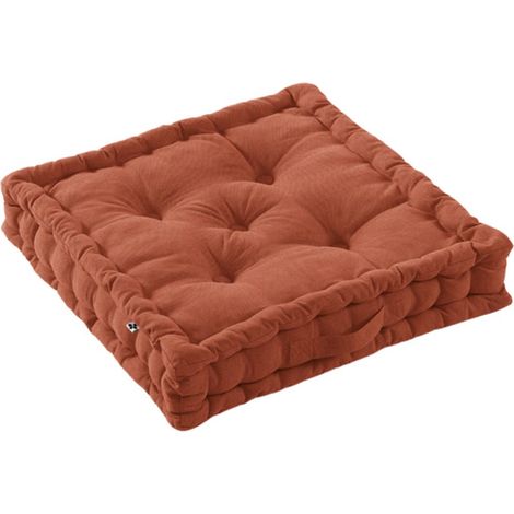 SOPHIE - Coussin de Sol 50x50 cm Coton Coloris Terracotta (1/3)