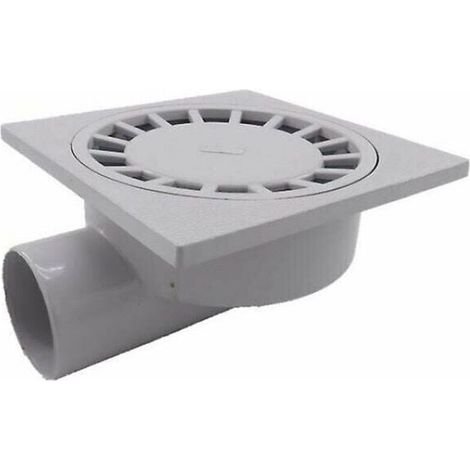 Siphon de sol Pro 200 mm x 200 mm, 75 mm, pour salle de bain, salle d'eau, douche, plastique PVC, 1 pièce, blanc (1/4)
