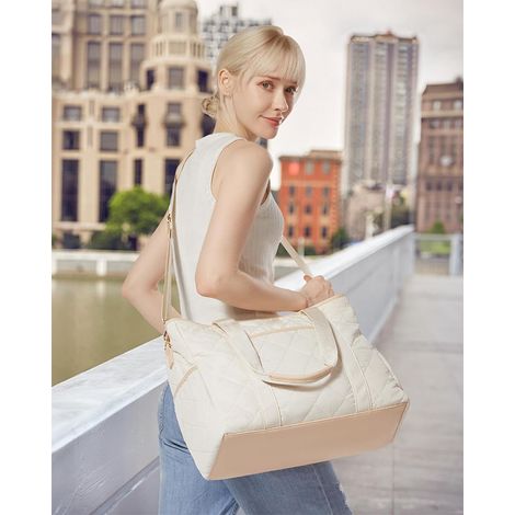 sac portable matelassé ur femme, léger et décontracté avec fermeture éclair pouvant contenir un ordi (1/5)