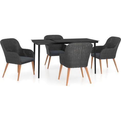 vidaXL Set da Pranzo da Giardino 5 pz con Cuscini Nero (1/5)