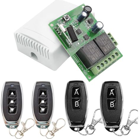 433 Mhz Commutateur de télécommande DC 12V 24V 30V sans fil RF 10A Contacts secs Module Relais récepteur avec 4 émetteurs,pour Moteur, lumière,porte de garage (1/5)