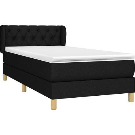 Sommier à lattes de lit et matelas Noir 80x200 cm Tissu vidaXL (1/5)