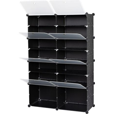 2 rows, 7 layers, 14 grids, grid size 4030cm Rubik's cube plastic wire wardrobe 7232122cm transparent door black pattern cabinet N002 free assembly DIY style France