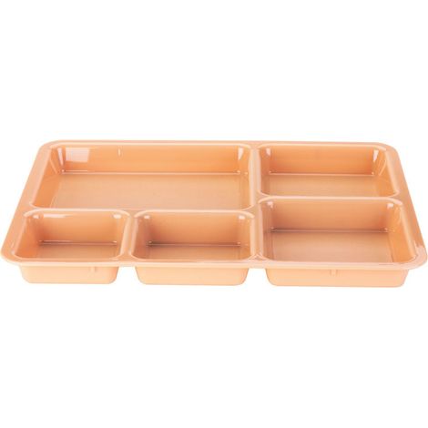 Plateau 5 compartiments - 36.5 x 26.8 x 3.3 cm - Beige - Lot de 24 - Cambro