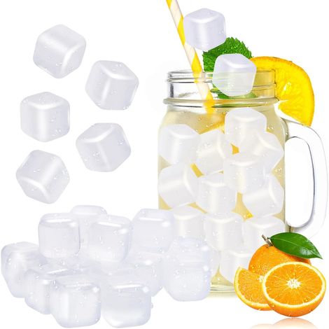 18 Cubetti di Ghiaccio Finti Trasparenti Riutilizzabili in Plastica Atossica Alimentare 2,5 cm Cubetti Refrigeranti per Cocktail e Bevande Uso Domestico e Professionale. (1/5)