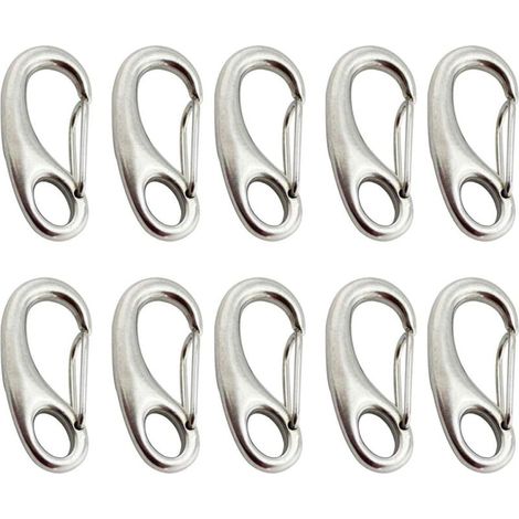 Mousquetons à ressort Healeved (lot de 10), en acier inoxydable, ronds et pratiques, avec boucle, 50 (1/5)