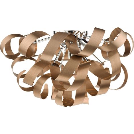 DAR RAWLEY - Plafonnier affleurant G9 Cuivre Brossé, 5x G9 (1/4)