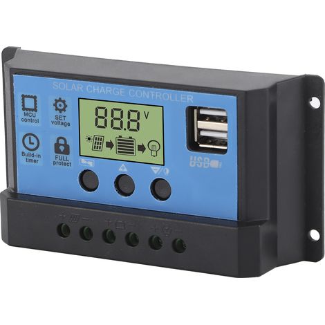 12V/24V Solar-Lade-/Entladeregler mit PWM-Steuerung, LCD-Anzeige und zwei USB-Ausgängen für Haushalt, Industrie und Fahrzeuge (30A) (1/5)
