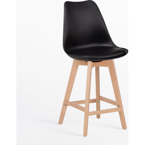 SKLUM 4er-Pack hohe Hocker 65 cm mit nordischem Kunstlederkissen Schwarz                                  
