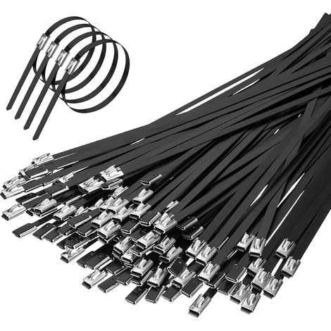 Collier de Serrage Métallique 300 × 4,6mm, 110 Pièces Attache Cable Inox, Attaches de Câble Robustes, Collier de Serrage Inox Autobloquante, Pour Enroulement D'échappement, Câbles, Clôtures (1/5)