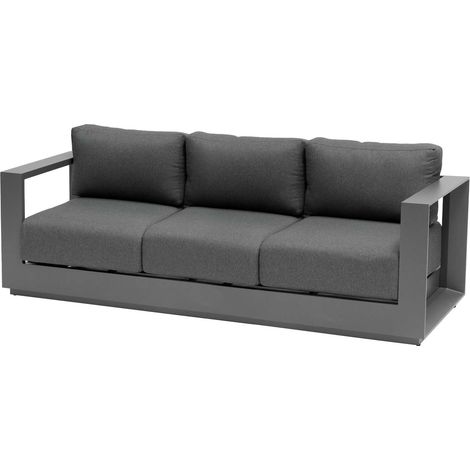 Hesperide – Canapé de jardin aluminium graphite – 3 places – Coussin déhoussable déperlant – Pieds ajustables – Longueur 219 cm – Charge max 110 kg