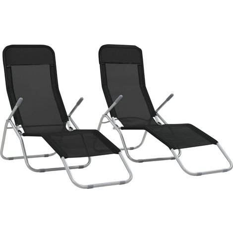 Tumbonas plegables 2 piezas textileno negro 020011951 (1/5)