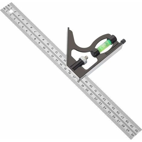 Équerre Combinée 300 mm Acier Inoxydable Règle d'angle de Combinaison Combinaison Carrée Outils de Mesure (1/5)