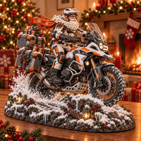 New design Christmas Motorcycle Keepsake Santa Claus Motorcycle Ornament - Orange -