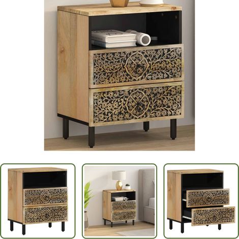 Bois de manguier -  Table de chevet 50x33x60 cm bois de manguier massif (1/5)
