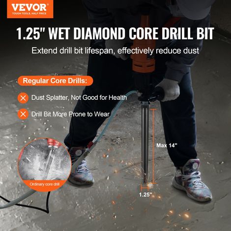Couronne Diamanté Humide de 32 mm, Profondeur de Perçage de 355 mm, Foret à Béton avec Lame de Scie, Filetage Intérieur 16-279 mm,… (1/5)