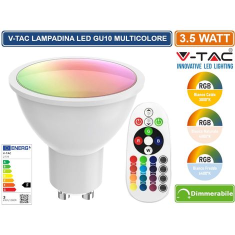 V-TAC VT-2244 Faretto LED GU10 3,5W Satinato con Telecomando RGB + 6400K - SKU 2780 (1/5)