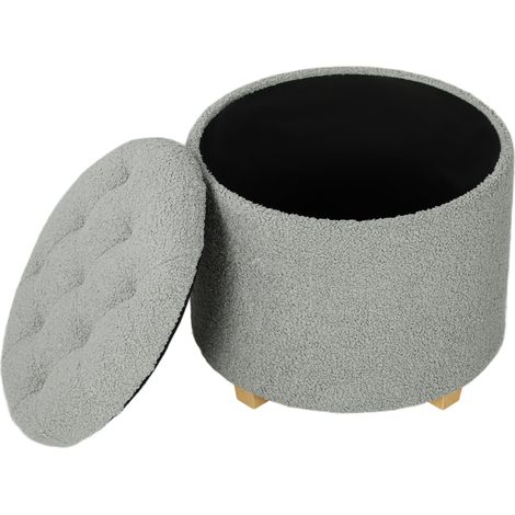 40.5L Teddy Fleece Storage Ottoman Grey (1/5)