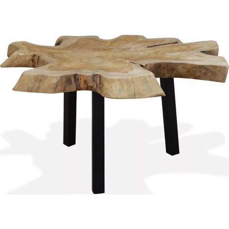 Table basse teck massif clair et pieds métal noir Will (1/5)