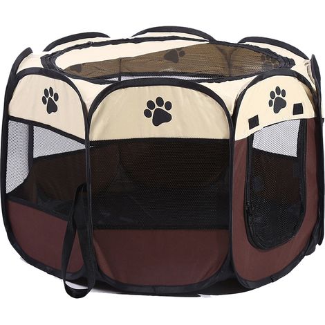 1 pièce Parc pliable pour chiot, chat et petits animaux, 91 x 91 x 58 cm, tissu Oxford 600D étanche, structure acier inoxydable (1/5)