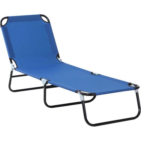 Transat, dossier réglable 5 positions, séchage rapide, structure en métal, 190 x 56 x 28 cm, bleu
