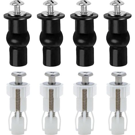 Lot de 8 fixations universelles pour siège de WC - Vis fixées pour trous borgnes dans l'abattant de WC (1/5)