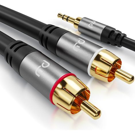 Primewire Cinch zu 3,5-mm-Klinke Audio-Kabel, RCA, AUX, Stereo HiFi Audio-Adapter mehrfach geschirmt - 1m (1/5)