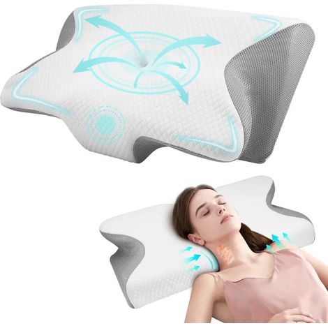 Oreiller ergonomique en mousse à mémoire de forme pour la nuque, avec housse amovible et lavable, idéal pour corriger la posture de sommeil et soulager les douleurs cervicales
