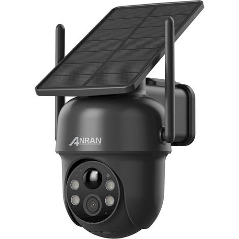 ANRAN Q4 Max Schwarz - 5MP Drahtlose WLAN-Außenüberwachungskamera, Integriertes Solarmodul, Batteriebetriebene IP-Kamera, Farbnachtsicht, Menschliche Erkennung, Zweiwege-Audio, Sirenenalarm