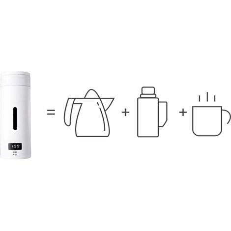 Tragbarer elektrischer Wasserkocher mit Temperaturwahl, kleinem integriertem beheizten und isolierten Becher, Isolierung aus Edelstahl 304. (1/5)