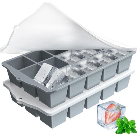 2 Pièces Bac à Glaçons, Silicone Sans BPA, Couvercle Hermétique, Empilable, Pour Cocktail Whiskey Bébé (1/5)