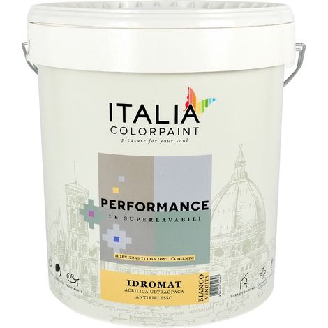 Pittura idromat acrilica superlavabile performance ioni argento litri 2,5 bianco (1/5)