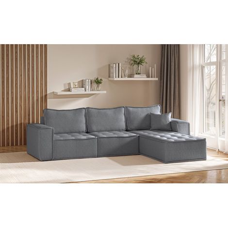 Ecksofa Modulsofa 3-teilig SANDE Stoff Alpine Anthrazit Ottomane Rechts (1/5)