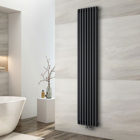 EMKE Radiateur eau chaude en acier, Radiateur à Eau Chaude Mural, Tube en forme de D, Anthracite 1800x348mm 1611W