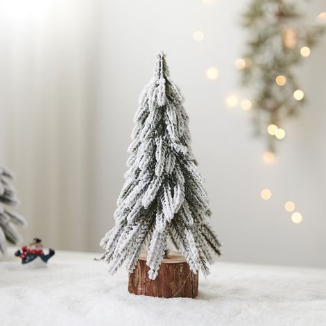 Arbre De Noël Miniature - Effet Neige Chutant - Décoration De Table Intérieure - Hauteur 25 Cm - Vert - Lot De 1 (1/5)