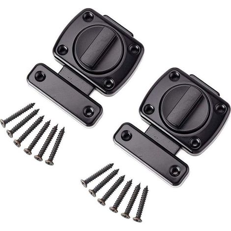 Lot de 2 loquets rotatifs pour portes, loquets de sécurité, noir (1/5)