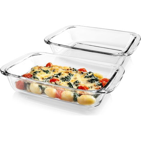 GOURMETmaxx Pirofila in vetro per friggitrice ad aria calda e forno – Set da 2 da 800 ml Pirofila rettangolare piccola ciotola per preparare, cuocere e servire Stampo in vetro Airfryer per cotto