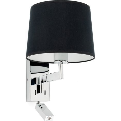 ARTIS Aplique de pared con lector cromo/negro 68493-03