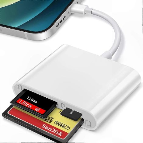 Lecteur de cartes SD/TF 3-en-1 pour smartphones et tablettes - Adaptateur OTG USB 2.0 compatible iOS - Lecteur de mémoire portable pour téléphones et tablettes, lecture rapide et pratique. (1/5)