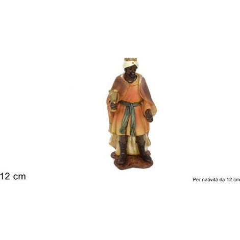 TrAdE Shop Traesio - Statuina Baldassarre 12cm Per Presepe In Resina Decoro Natale Natalizio Natività - (1/2)