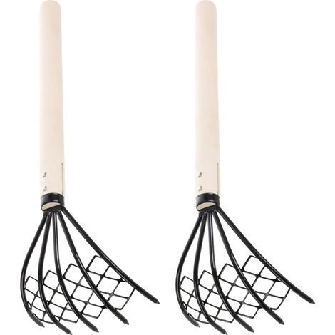 Râteau à Griffes 5 Dents Filet et Manche Long 15 Pouces pour Collecte de Palourdes et Huîtres en Mer et Jardin (1/5)