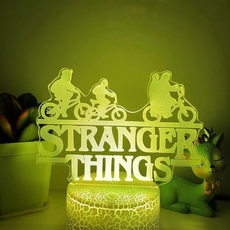 Veilleuse Stranger Things, lampe à illusion d'optique 3D LED avec télécommande 16 couleurs pour chambre d'enfant -- Siège fissuré (1/5)