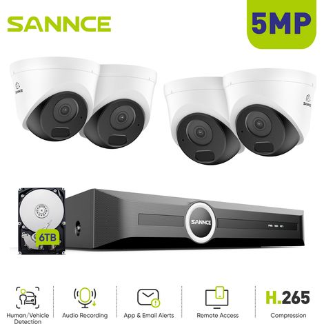 SANNCE 5MP 8Channel PoE Security System with CCTV Remote Access Color Night Vision 6TB (1/5)