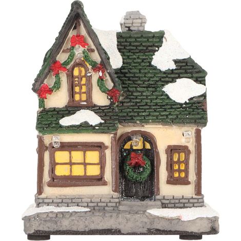 Maison de Village de noël Vintage, aménagement paysager exquis, éclairé par LED pour la décoration de la maison, cadeaux de Type B (1/5)